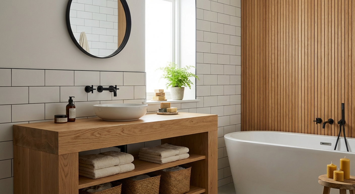 Скандинавское дерево в ванной